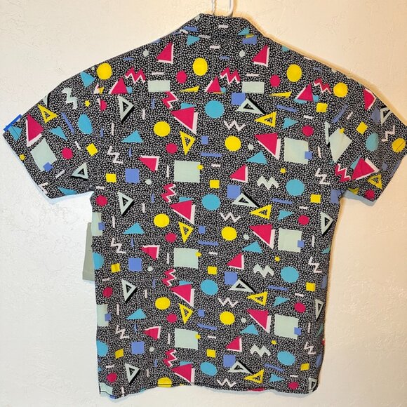 Saved By The Bell Look Button Shirt SzL Retro 80s Geometric All Over Print - Picture 5 of 12